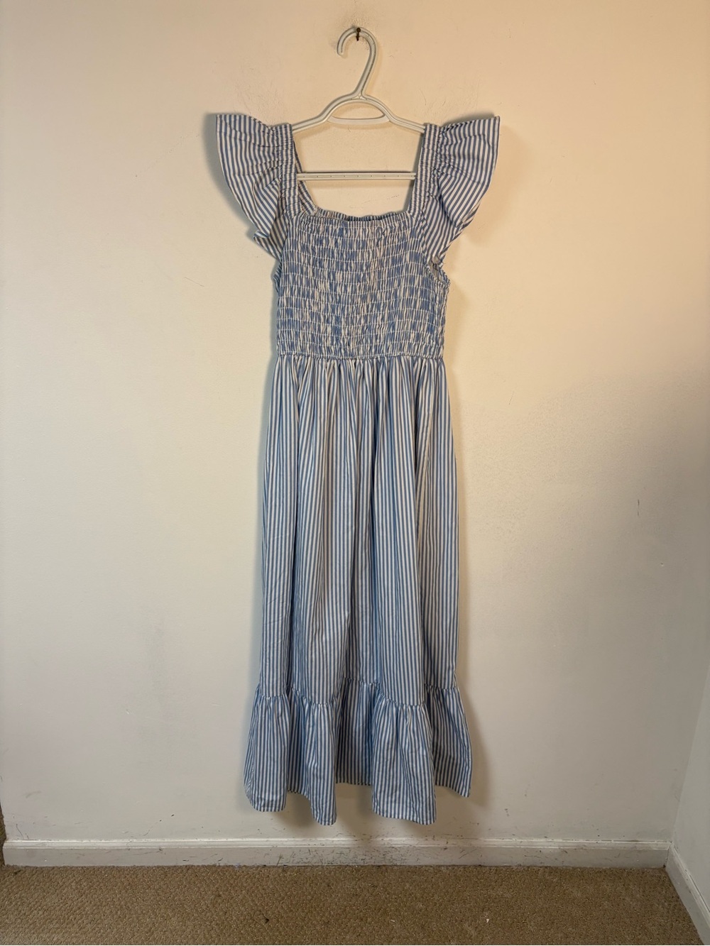 Mud Pie Womens Smocked Stripe Blue & White' Maxi Dress Small - Picture 3 of 11